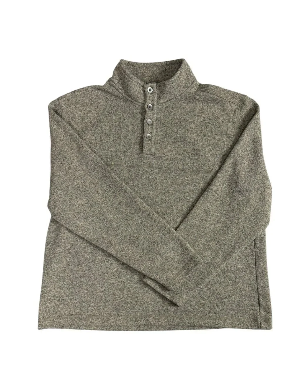 Van Heusen XXL Button Mock Neck Sweater Fleece Pullover Heather Gray Casual